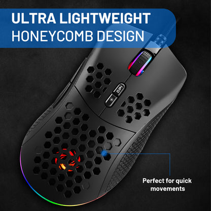 Coolerplus Gaming Mouse with 16.8 Million RGB Color Backlit, 10000 DPI Adjustable, Comfortable Grip, Programmable Buttons by Software