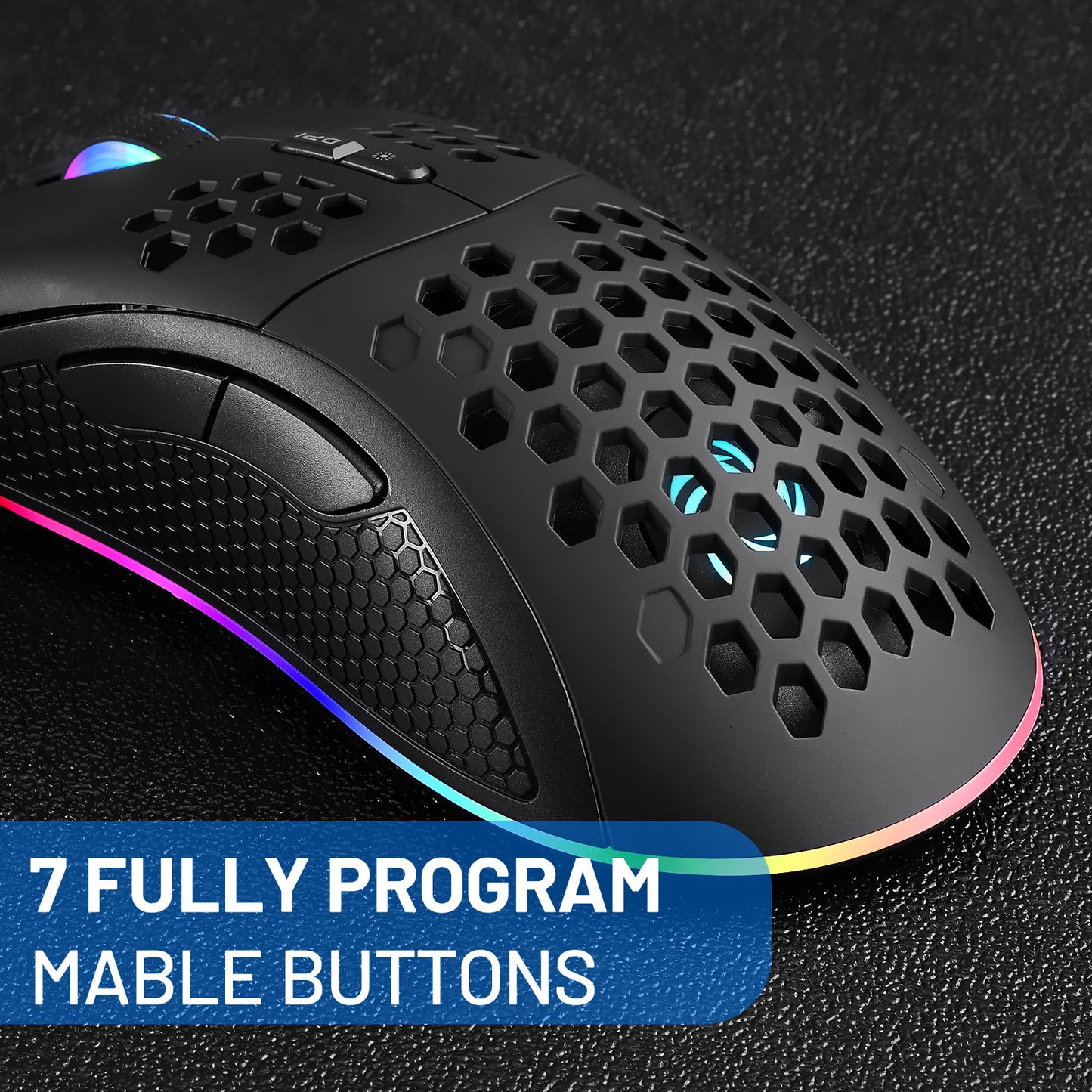 Coolerplus Gaming Mouse with 16.8 Million RGB Color Backlit, 10000 DPI Adjustable, Comfortable Grip, Programmable Buttons by Software