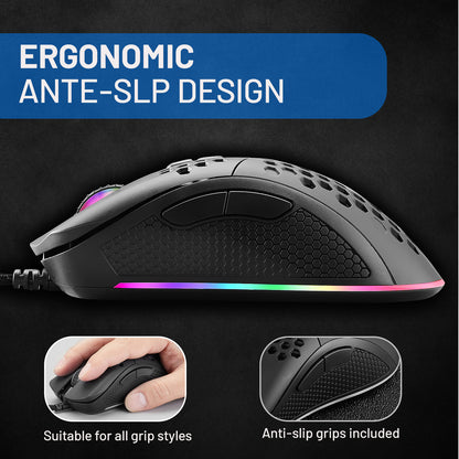 Coolerplus Gaming Mouse with 16.8 Million RGB Color Backlit, 10000 DPI Adjustable, Comfortable Grip, Programmable Buttons by Software